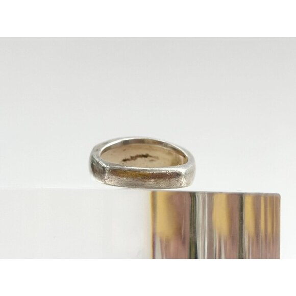 Modernist Mother of Pearl & Black Onyx Sterling Unisex Vintage Ring - sz 5.75 - Picture 2 of 9